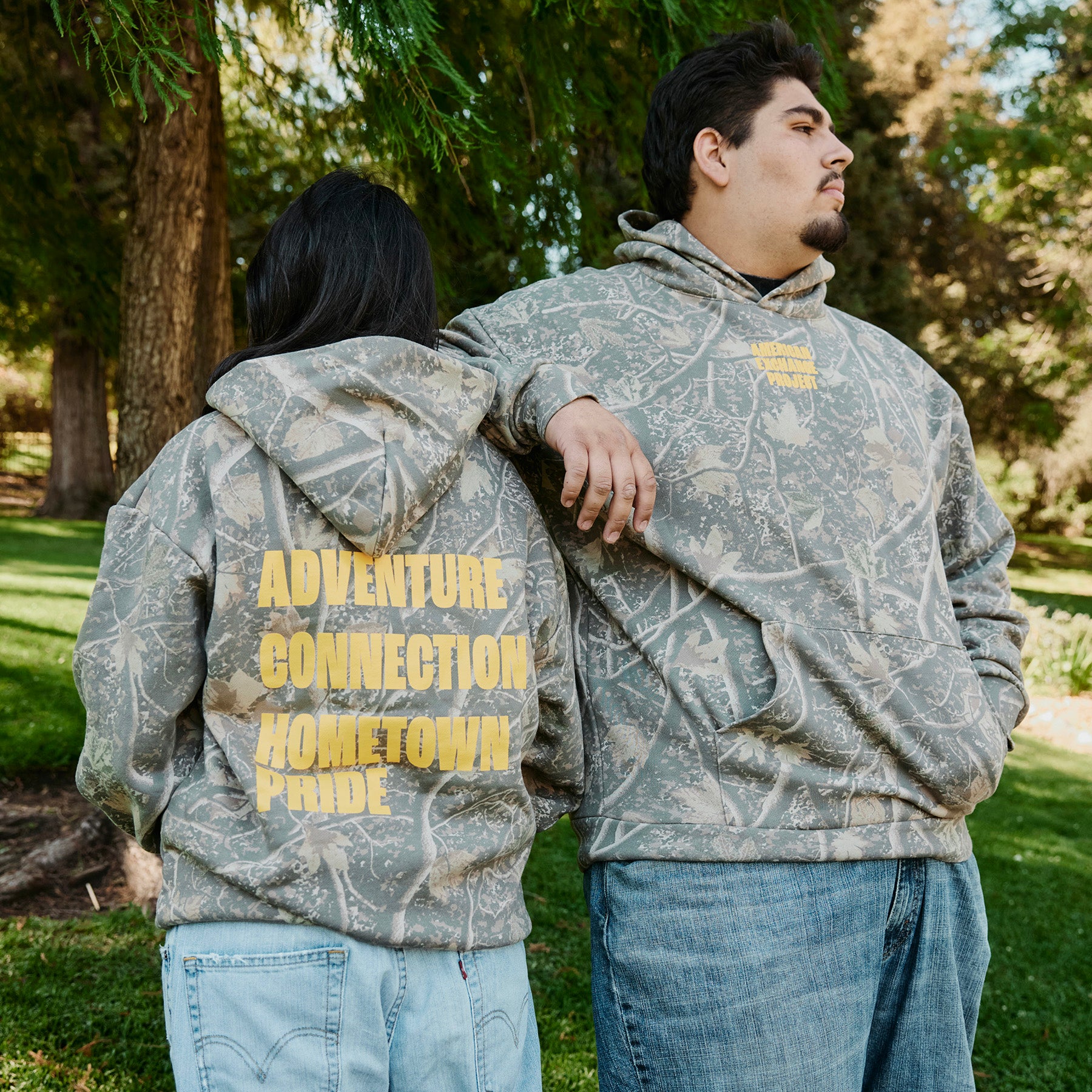 Adventure. Connection. Hometown Pride. Printed Camo Hoodie