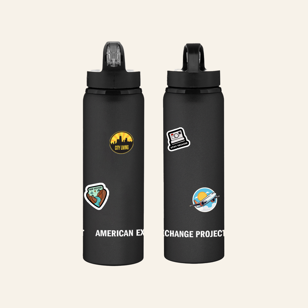Matte Black Aluminum Bottle With Sticker Details